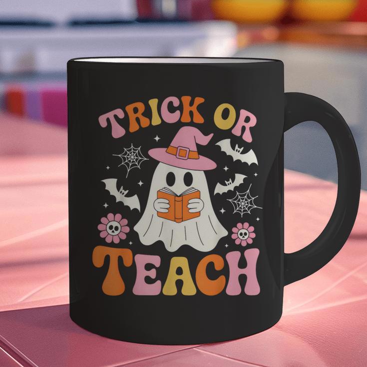 Trick Or Teach Cute Floral Ghost Teacher Halloween Costume Graphic Print Coffee Mug, gift for family, gift for coworker