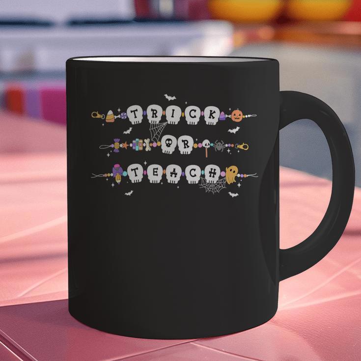 Trick Or Teach Spooky Teacher Happy Halloween Bracelet Graphic Print Coffee Mug, gift for family, gift for coworker
