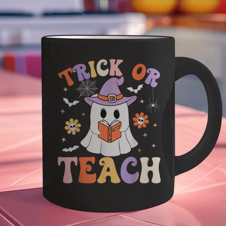 Trick Or Teach Teacher Groovy Ghost Halloween Teacher Graphic Print Coffee Mug, Groovy Teacher Mugs, gift for family, gift for coworker Trick Or Teach Teacher Groovy Ghost Halloween Teacher Graphic Print Coffee Mug, Groovy Teacher Mugs, gift for family, gift for coworker