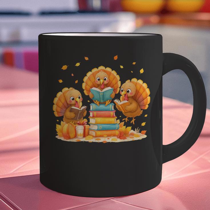Turkey Read Books Reading Fall Thanksgiving Teacher Graphic Print Coffee Mug, gift for family, gift for coworker