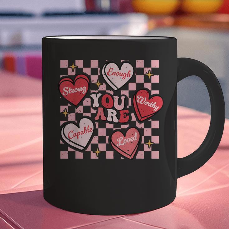 Valentine You Are Loved Worthy Enough Candy Heart Teacher For Men Women Girls Kids Graphic Print Coffee Mug, gift for family, gift for coworker