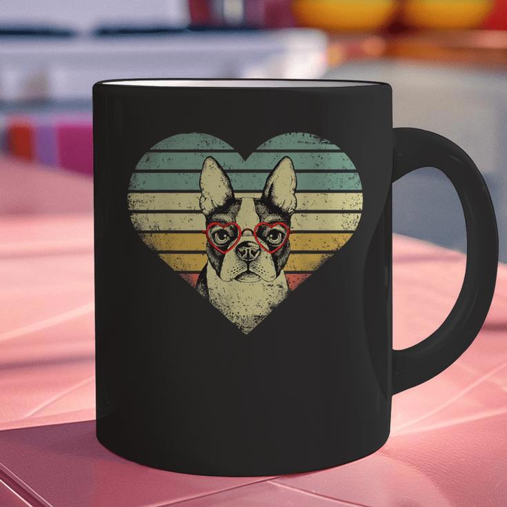 Vintage American Boston Terrier Lovers Valentine's Day Graphic Print Coffee Mug, American Boston Terrier Mugs, gift for family, gift for coworker