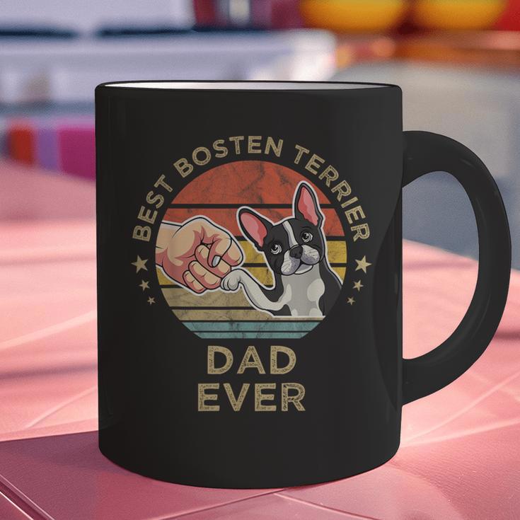 Vintage Best Boston Terrier Dad Ever Dog Father Father's Day Men Girls Kids Graphic Print Coffee Mug, Boston Terrier Dad Mugs, gift for family, gift for coworker