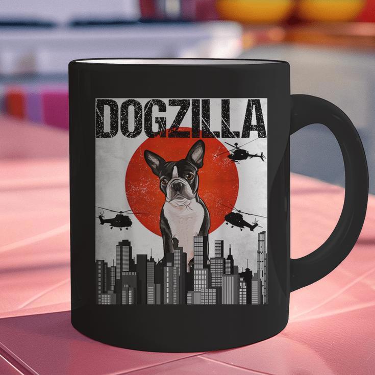 Vintage Japanese Dogzilla Boston Terrier Graphic Print Coffee Mug, gift for family, gift for coworker