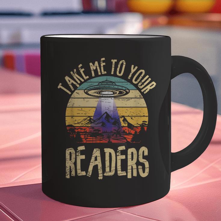Vintage Take Me To Your Readers English Teacher Alien Space Men Women Graphic Print Coffee Mug, English Teacher Mugs, gift for family, gift for coworker