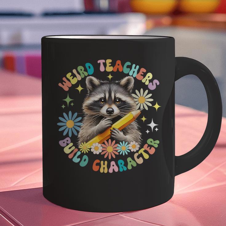 Weird Teachers Build Character Raccoon Colourful Floral Graphic Print Coffee Mug, gift for family, gift for coworker Weird Teachers Build Character Raccoon Colourful Floral Graphic Print Coffee Mug, gift for family, gift for coworker