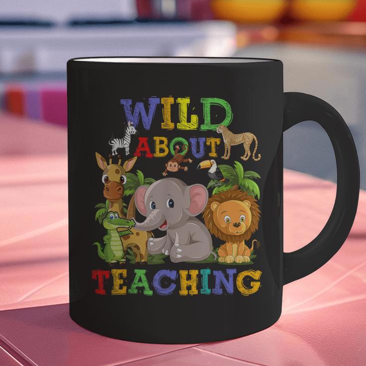 Wild About Teaching Safari Jungle School Teacher Graphic Print Coffee Mug, gift for family, gift for coworker