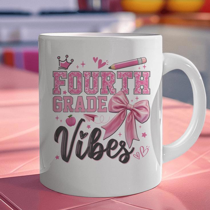 4th Fourth Grade Vibes Back To School Coquette Teacher Girl Graphic Print Coffee Mug, 4th Grade Teacher Mugs, gift for family, gift for coworker
