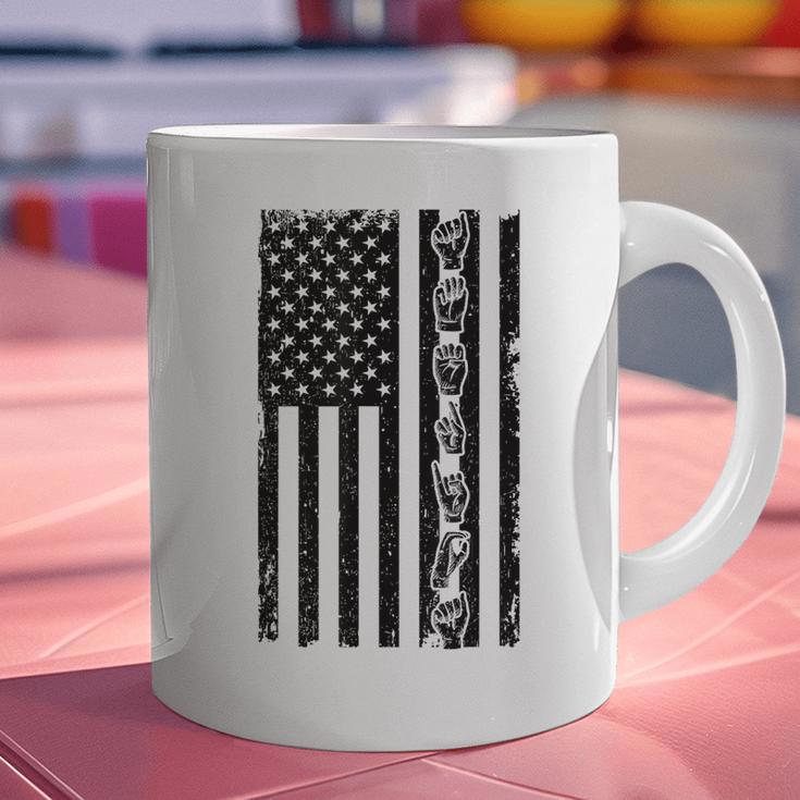 ASL Flag Sign Language Deaf ASL Teacher For Men Women Graphic Print Coffee Mug, gift for family, gift for coworker