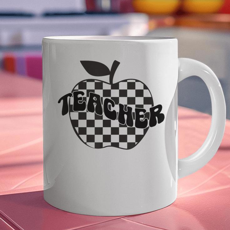 Back To School Checkered Apple Teacher Checkerboard Teacher For Men Women Girls Kids Graphic Print Coffee Mug, gift for family, gift for coworker