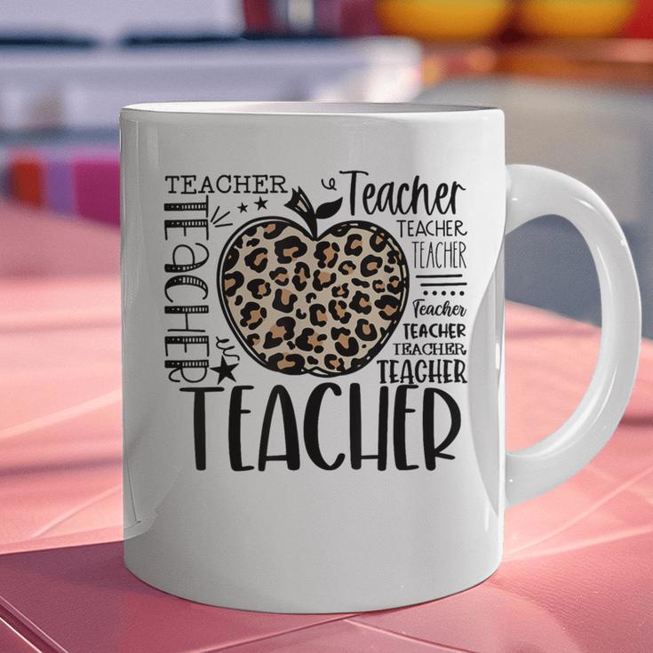 Back To School Teacher Life Apple Leopard Teacher Women Graphic Print Coffee Mug, gift for family, gift for coworker