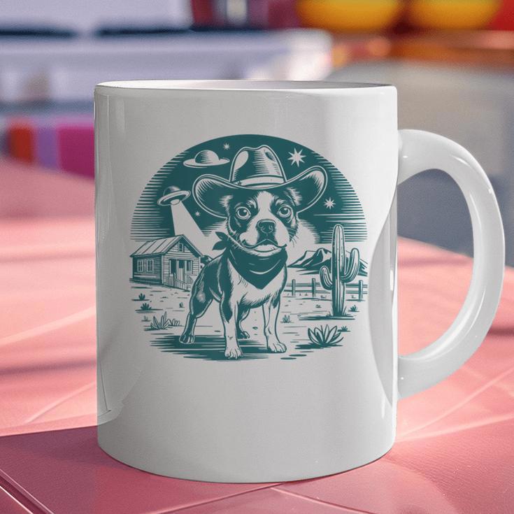 Boston Terrier Cowboy UFO Shirt Vintage Western Dog Mom Tee Graphic Print Coffee Mug, Boston Terrier Mom Mugs, gift for family, gift for coworker