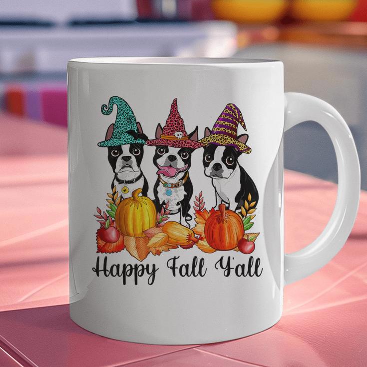 Boston Terrier Dog Lover Fall Ya'Ll Halloween Costume Men Women Graphic Print Coffee Mug, Boston Terrier Halloween Mugs, gift for family, gift for coworker