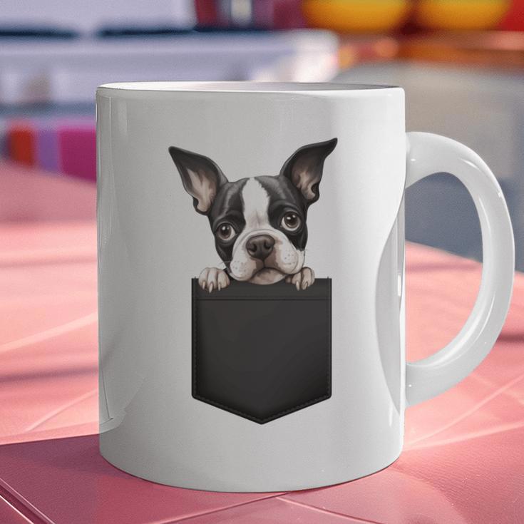 Boston Terrier Dog Puppy Dog In Pocket Cute Pet Lover Graphic Print Coffee Mug, gift for family, gift for coworker