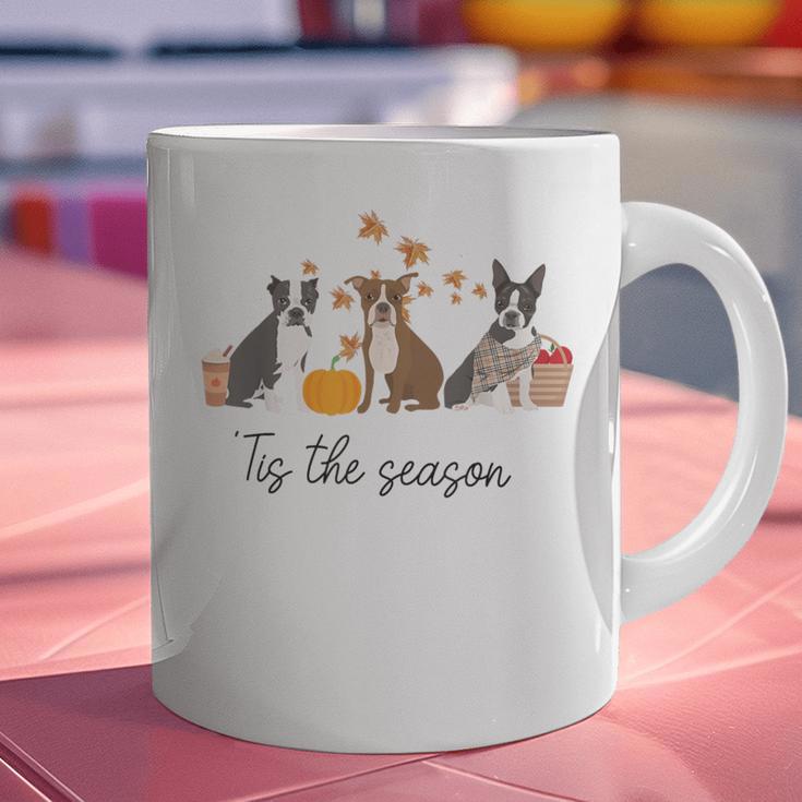 Boston Terrier Fall Pumpkin Tis The Season Autumn Women Graphic Print Coffee Mug, gift for family, gift for coworker