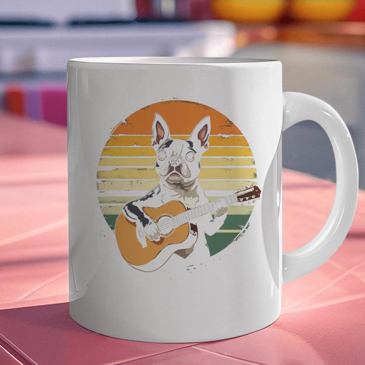 Boston Terrier Guitar Retro Graphic Print Coffee Mug, gift for family, gift for coworker