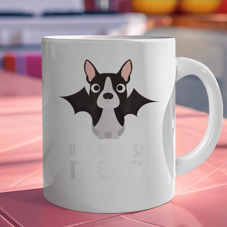 Boston Terrier Halloween Shirt Did Someone Say Treat Graphic Print Coffee Mug, Boston Terrier Halloween Mugs, gift for family, gift for coworker