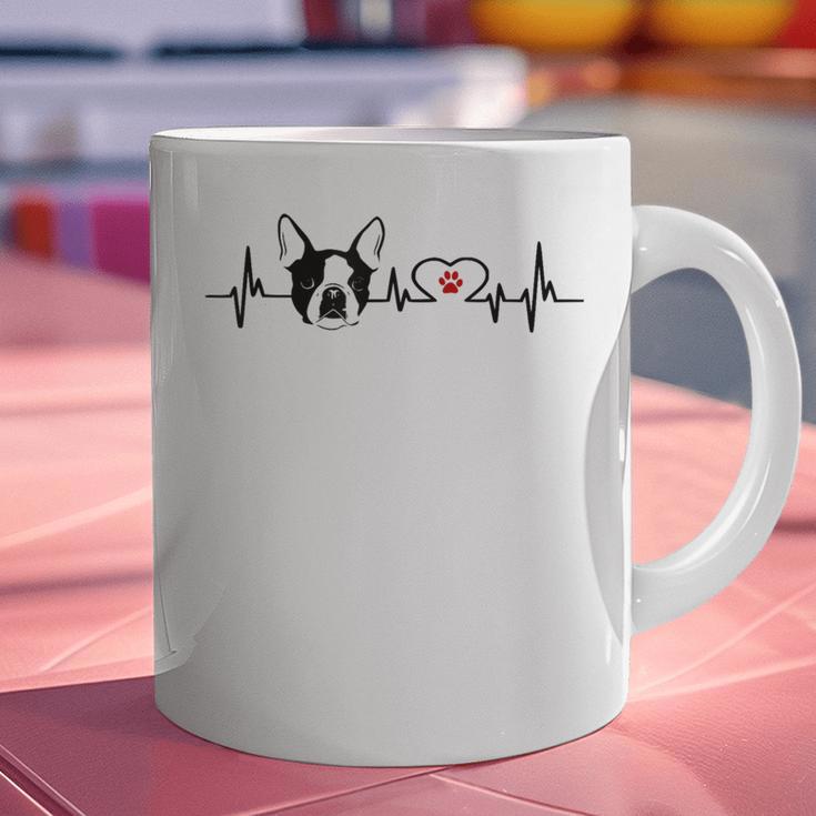 Boston Terrier Heartbeat Heart Line Graphic Print Coffee Mug, gift for family, gift for coworker