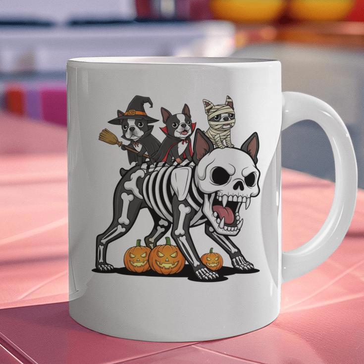Boston Terrier Skeleton Mummy Witch Halloween Graphic Print Coffee Mug, Boston Terrier Halloween Mugs, gift for family, gift for coworker