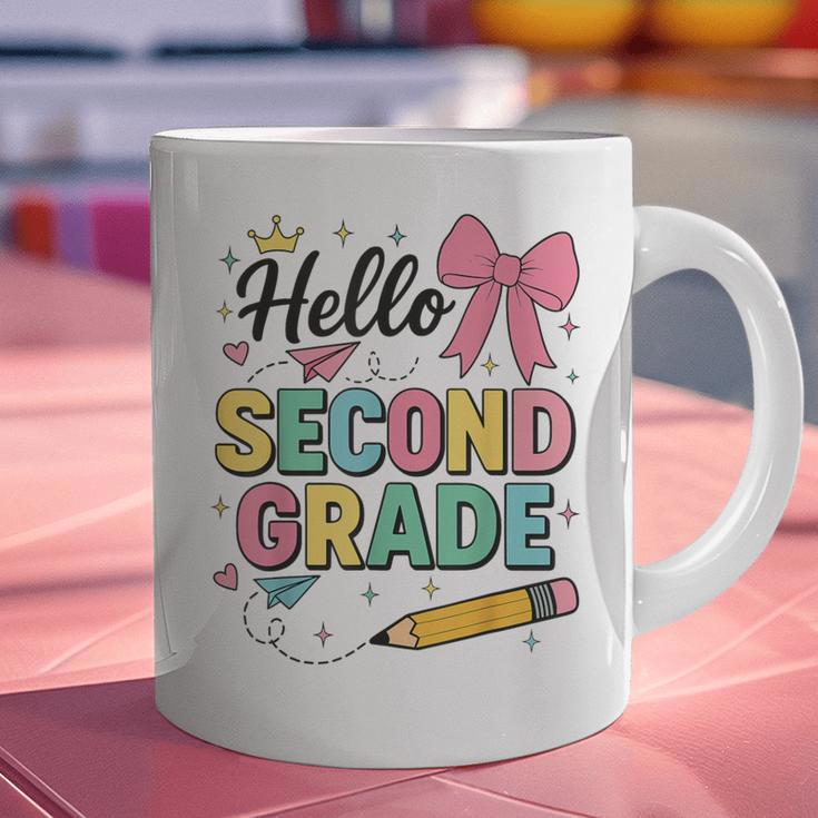 Cute Hello Second Grade Back To School Coquette Teacher Girl Graphic Print Coffee Mug, gift for family, gift for coworker