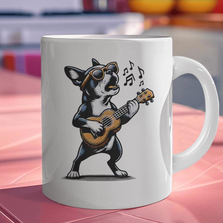 Dog Playing Guitar Singing Boston Terrier For Men Women Girls Kids Graphic Print Coffee Mug, gift for family, gift for coworker