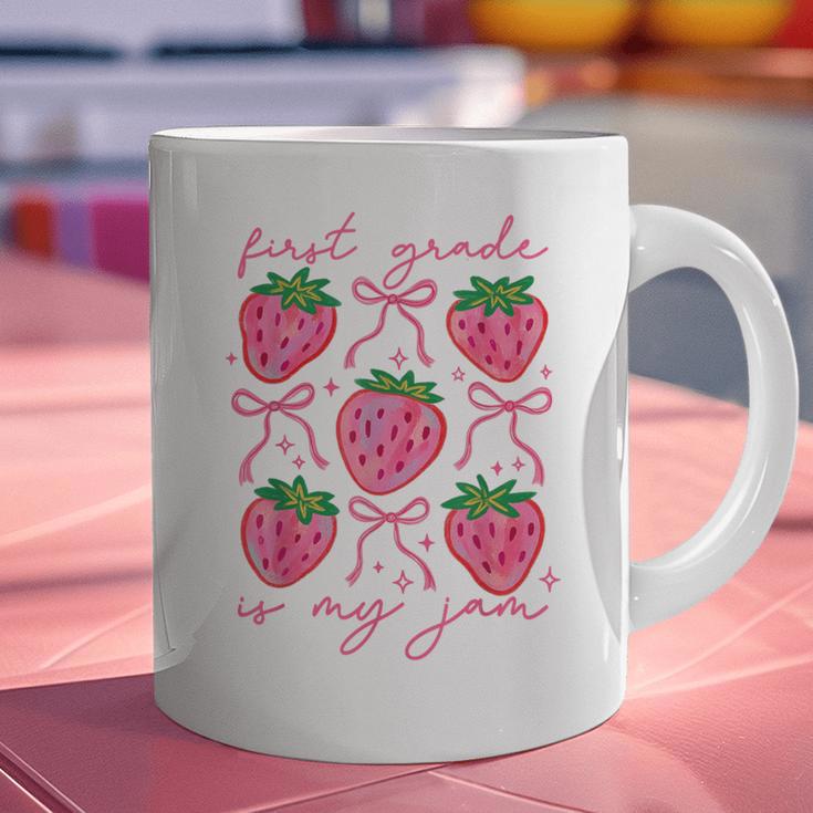 First Grade Is My Jam Strawberry First Grade Teacher Women Graphic Print Coffee Mug, First Grade Teacher Mugs, gift for family, gift for coworker First Grade Is My Jam Strawberry First Grade Teacher Women Graphic Print Coffee Mug, First Grade Teacher Mugs, gift for family, gift for coworker