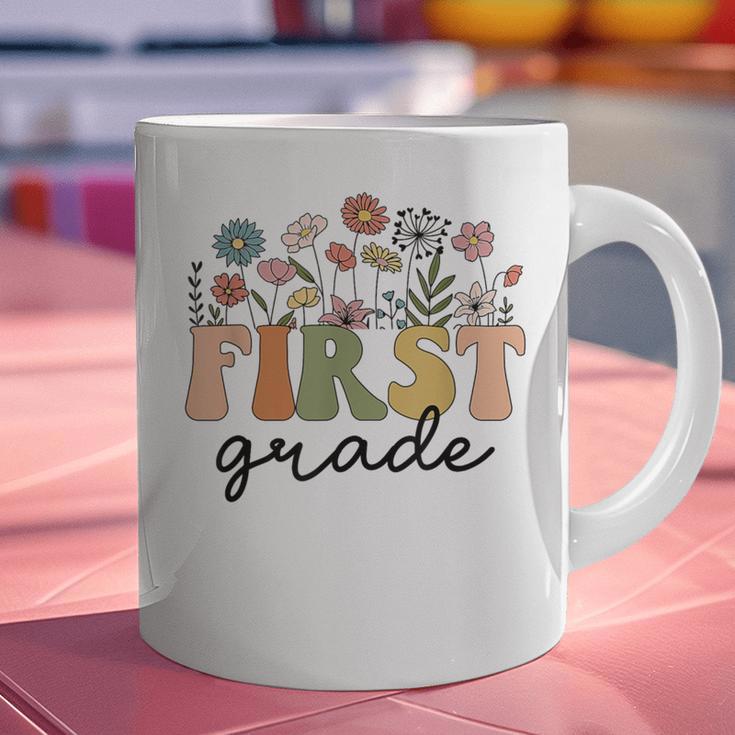 First Grade Teacher Wildflower Back To School Floral Outfits Graphic Print Coffee Mug, First Grade Teacher Mugs, gift for family, gift for coworker
