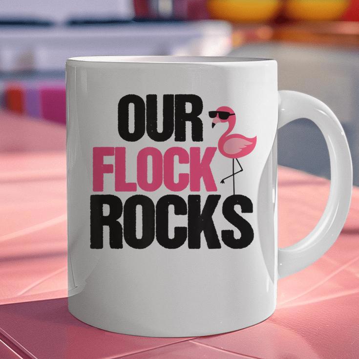 Our Flock Rocks Flamingo Mother's Day Teacher Graphic Print Coffee Mug, gift for family, gift for coworker
