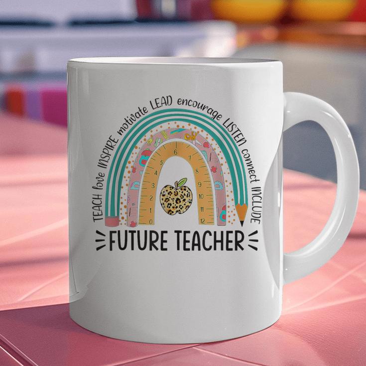 Future Teacher Cute Rainbow Leopard Teacher Outfit For Men Women Girls Kids Graphic Print Coffee Mug, Future Teacher Mugs, gift for family, gift for coworker Future Teacher Cute Rainbow Leopard Teacher Outfit For Men Women Girls Kids Graphic Print Coffee Mug, Future Teacher Mugs, gift for family, gift for coworker