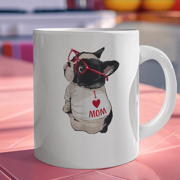 Girls I Heart Mom Love Mama Boston Terrier Dog Lover Graphic Print Coffee Mug, Boston Terrier Mom Mugs, gift for family, gift for coworker