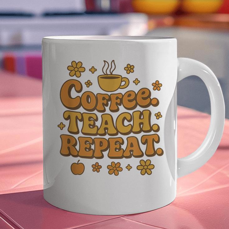 Groovy Coffee Teach Repeat Retro Teacher Graphic Print Coffee Mug, Groovy Teacher Mugs, gift for family, gift for coworker Groovy Coffee Teach Repeat Retro Teacher Graphic Print Coffee Mug, Groovy Teacher Mugs, gift for family, gift for coworker