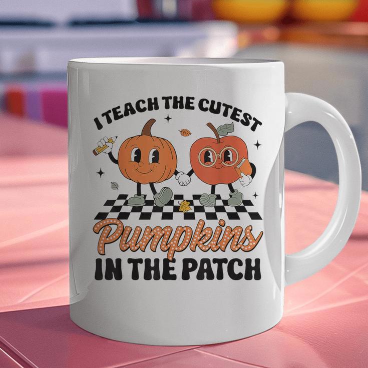 Groovy I Teach The Cutest Pumpkins In The Patch For Teacher Graphic Print Coffee Mug, Groovy Teacher Mugs, gift for family, gift for coworker