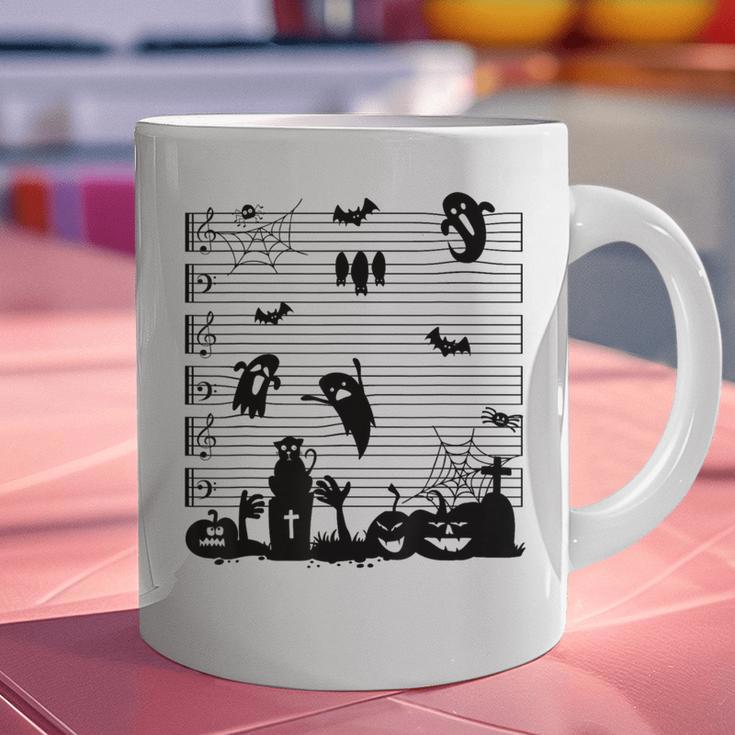 Halloween Music Note Clefs Spooky Ghost For Music Teacher Graphic Print Coffee Mug, gift for family, gift for coworker