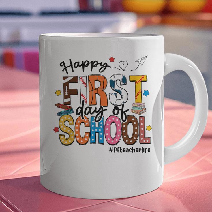 Happy First Day Of School PE Teacher Life Back To School Graphic Print Coffee Mug, Pe Teacher Mugs, gift for family, gift for coworker Happy First Day Of School PE Teacher Life Back To School Graphic Print Coffee Mug, Pe Teacher Mugs, gift for family, gift for coworker