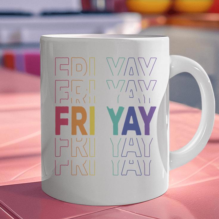 Happy Fri Yay Teacher Friday Saying Graphic Print Coffee Mug, gift for family, gift for coworker