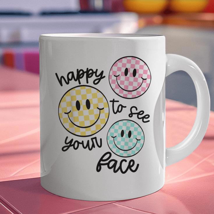 Happy To See Your Face Smile Face Teacher Back To School Graphic Print Coffee Mug, gift for family, gift for coworker Happy To See Your Face Smile Face Teacher Back To School Graphic Print Coffee Mug, gift for family, gift for coworker