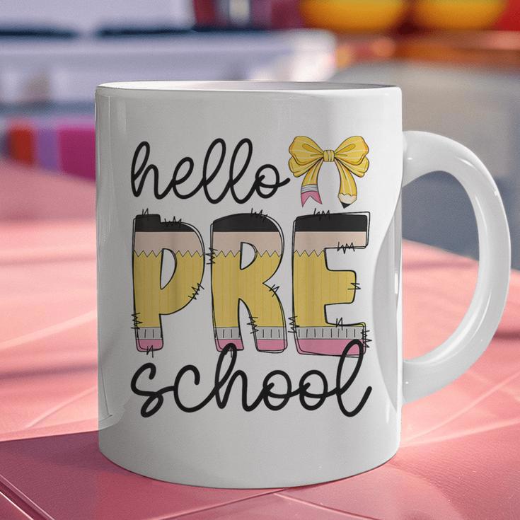 Hello Pre-K Preschool Back To School First Day Teacher Kids Graphic Print Coffee Mug, gift for family, gift for coworker Hello Pre-K Preschool Back To School First Day Teacher Kids Graphic Print Coffee Mug, gift for family, gift for coworker