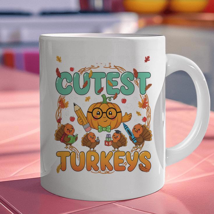 Humor I Teach The Cutest Turkeys Thanksgiving Teacher Graphic Print Coffee Mug, gift for family, gift for coworker