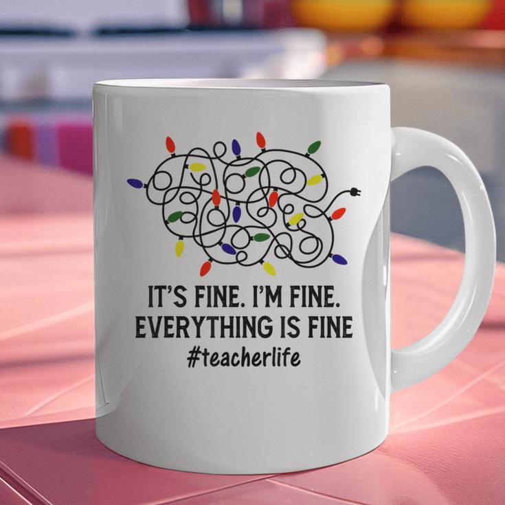 It's Fine I'm Fine Christmas Lights Teacher Xmas Graphic Print Coffee Mug, gift for family, gift for coworker It's Fine I'm Fine Christmas Lights Teacher Xmas Graphic Print Coffee Mug, gift for family, gift for coworker