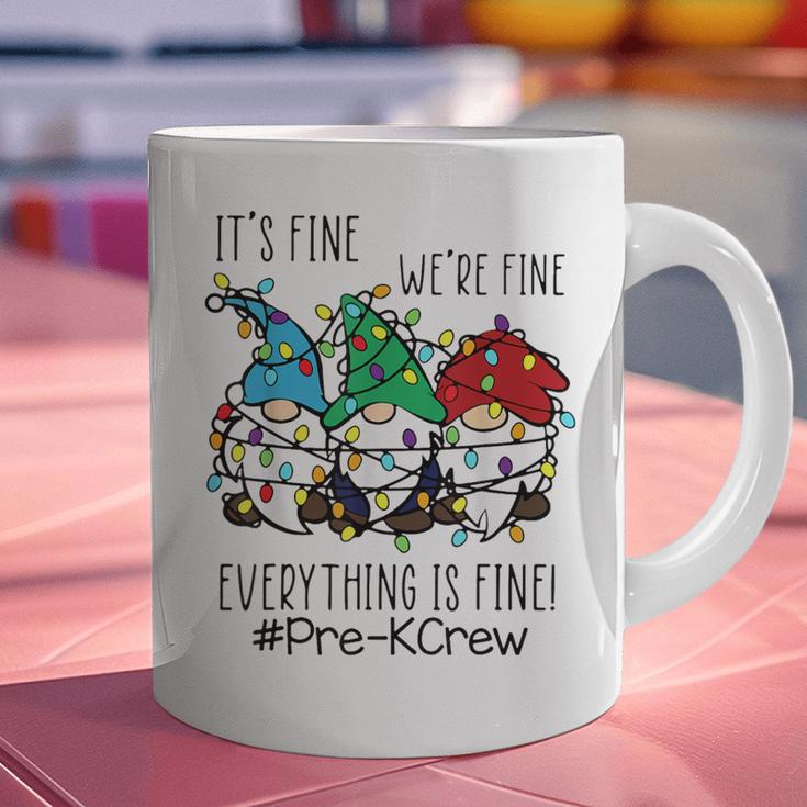 It's Fine We'Re Fine Gnome Pre-K Teacher Christmas Light For Men Women Graphic Print Coffee Mug, gift for family, gift for coworker It's Fine We'Re Fine Gnome Pre-K Teacher Christmas Light For Men Women Graphic Print Coffee Mug, gift for family, gift for coworker