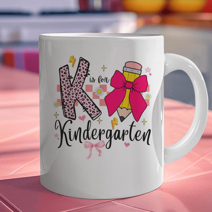 K Is For Kindergarten Teacher Coquette Bow Back To School Graphic Print Coffee Mug, gift for family, gift for coworker K Is For Kindergarten Teacher Coquette Bow Back To School Graphic Print Coffee Mug, gift for family, gift for coworker