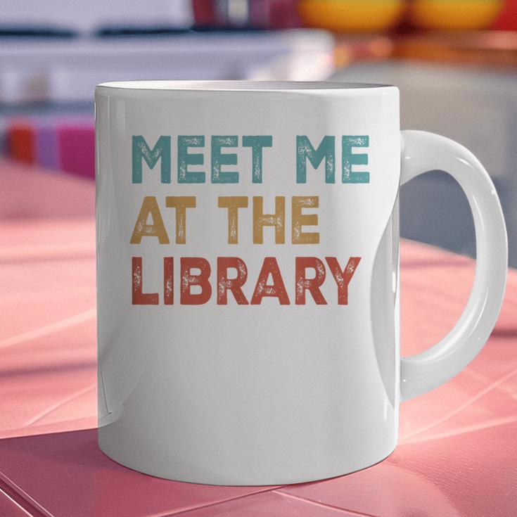 Meet Me At The Library For Teachers And School Librarians Graphic Print Coffee Mug, gift for family, gift for coworker
