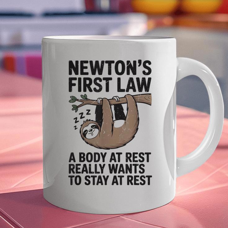 Newtons First Law Physics Jokes Science Teacher Graphic Print Coffee Mug, Science Teacher Mugs, gift for family, gift for coworker