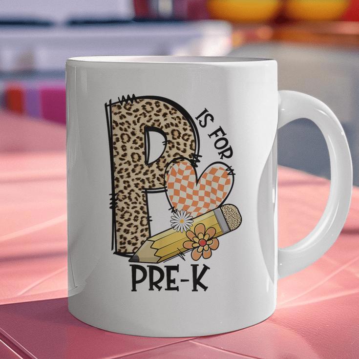 P Is For Pre K Teacher Leopard First Day Of School For Men Women Girls Kids Graphic Print Coffee Mug, gift for family, gift for coworker P Is For Pre K Teacher Leopard First Day Of School For Men Women Girls Kids Graphic Print Coffee Mug, gift for family, gift for coworker