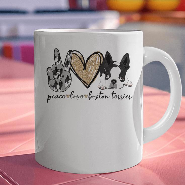 Peace Love Boston Terrier Boston Terrier Lover Dog Mom Graphic Print Coffee Mug, Boston Terrier Mom Mugs, gift for family, gift for coworker