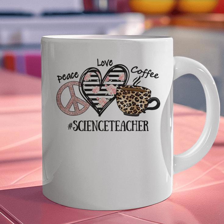 Peace Love Coffee Science Teacher Graphic Print Coffee Mug, Science Teacher Mugs, gift for family, gift for coworker
