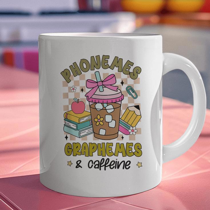 Phonemes Graphemes Caffeine Back To School Reading Teacher Graphic Print Coffee Mug, gift for family, gift for coworker Phonemes Graphemes Caffeine Back To School Reading Teacher Graphic Print Coffee Mug, gift for family, gift for coworker