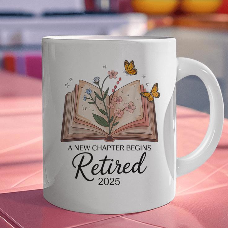 Retired 2025 A New Chapter Begins Retirement Teacher Book Graphic Print Coffee Mug, gift for family, gift for coworker Retired 2025 A New Chapter Begins Retirement Teacher Book Graphic Print Coffee Mug, gift for family, gift for coworker
