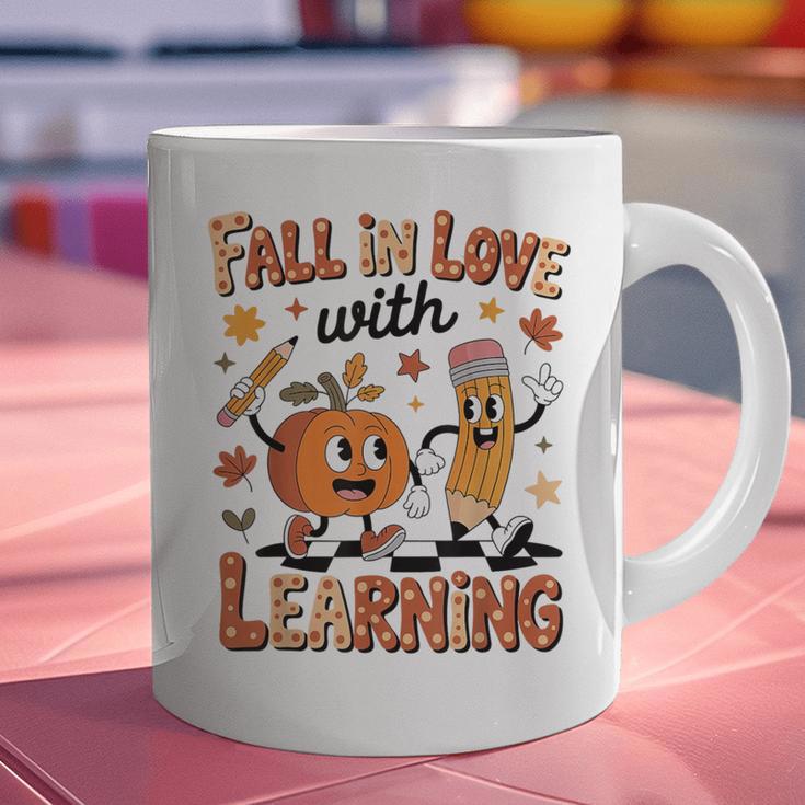 Retro Fall In Love With Learning Autumn Pumpkin Teacher Kids Graphic Print Coffee Mug, gift for family, gift for coworker Retro Fall In Love With Learning Autumn Pumpkin Teacher Kids Graphic Print Coffee Mug, gift for family, gift for coworker