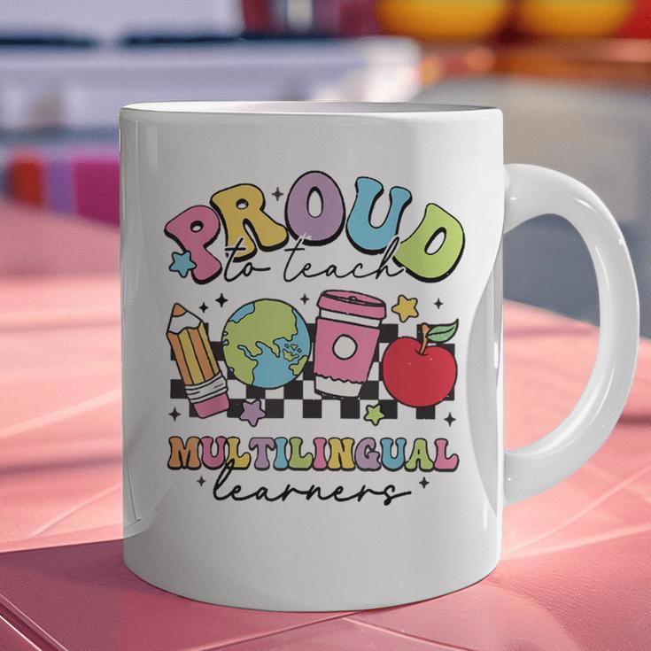 Retro Proud To Teach Multilingual Learners English Teacher Graphic Print Coffee Mug, English Teacher Mugs, gift for family, gift for coworker